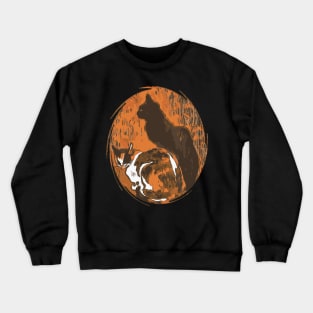 Calico Cat And Black Cat Grungy Art Crewneck Sweatshirt